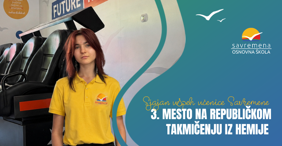 Sjajan uspeh učenice Savremene – Osvojeno 3. mesto na republičkom takmičenju iz hemije